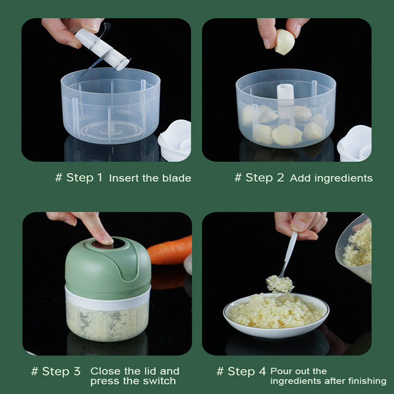 Mini tocător de usturoi electric USB Tocător de carne Mașină de zdrobire usturoi Mașină de zdrobire robustă, durabilă, zdrobitoare de legume, ghimbir, instrument de bucătărie