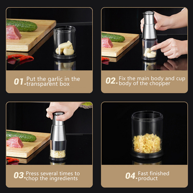 Rankinis svogūnų smulkintuvas Česnakų smulkintuvas Presavimo rankinis maisto smulkintuvas Smulkintuvas kubelių pjaustyklė Maišytuvas Virtuvės daržovių pjaustyklė Skustukas Įrankiai