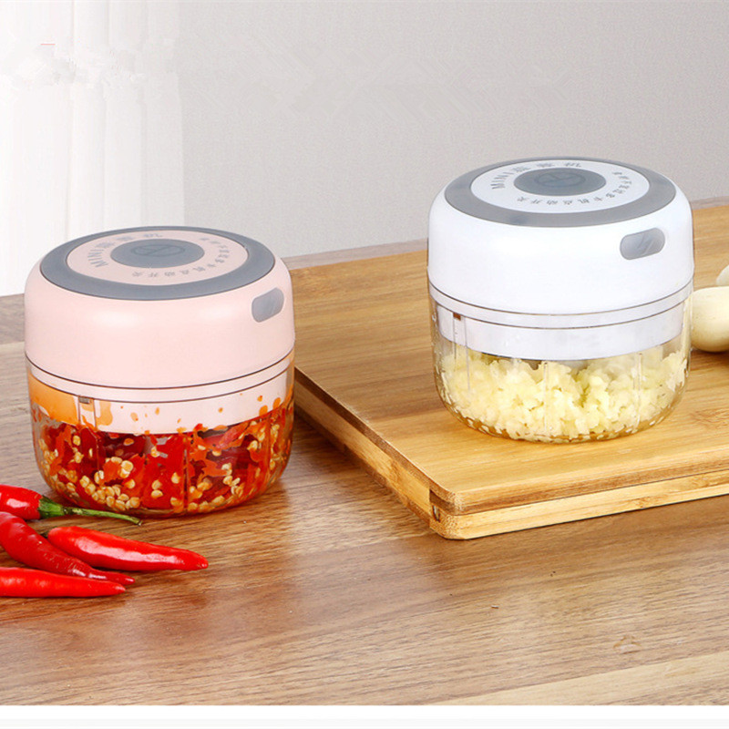 Mini tocător de usturoi electric de 100/250 ml, cu încărcare USB, mașină de zdrobire de ghimbir, rezistentă, durabilă, tocator de legume, instrument de bucătărie