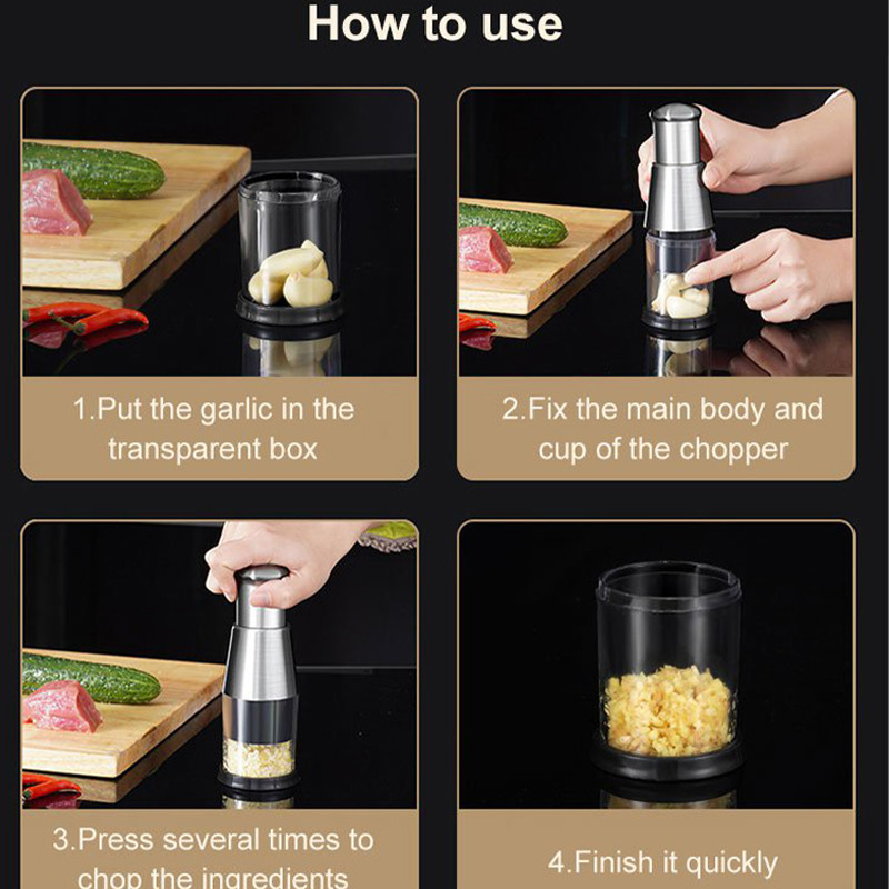 KATA Fokhagymavágó Többfunkciós fokhagymavágó zöldségvágó kézi tapsoló kés konyhai kellékek rozsdamentes acél fokhagyma