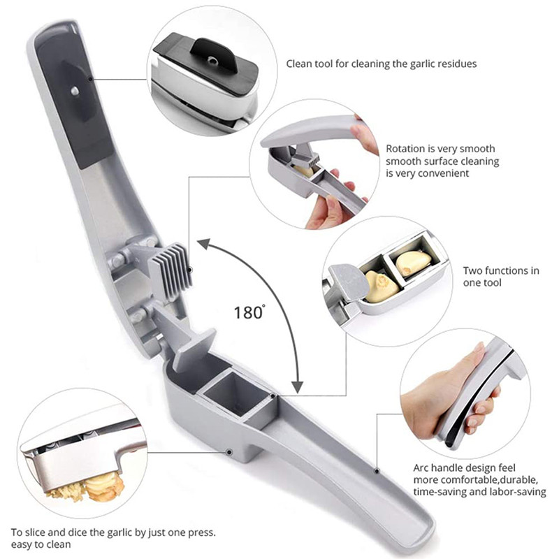 Kuhinja 2 u 1 preša za češnjak, mljevenje, ručna drobilica za češnjak, cijedilica, sjeckalica za češnjak, rezač za povrće, alati