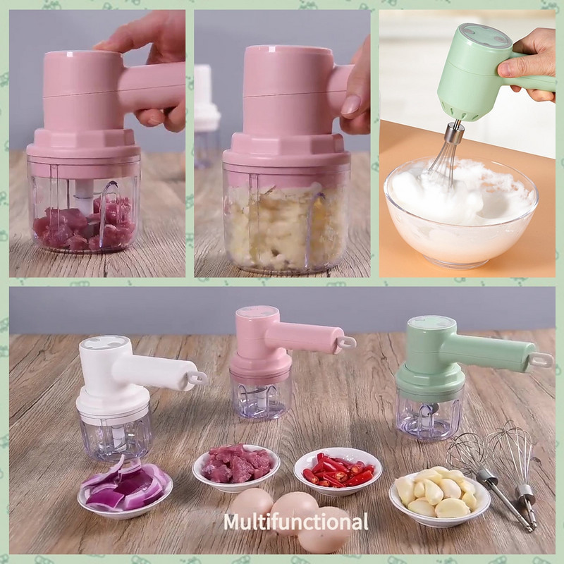 Daugiafunkcinis elektrinis česnako smulkintuvas smulkintuvas daržovių pjaustyklės smulkintuvas Mini maišytuvas smulkintuvas Įkraunamas trintuvas virtuvės daiktas