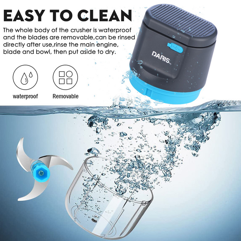 250 ml elektromos konyhai aprító fokhagymanyomó húsdaráló élelmiszer fokhagyma zöldség aprító aprító újratölthető konyhai robotgép