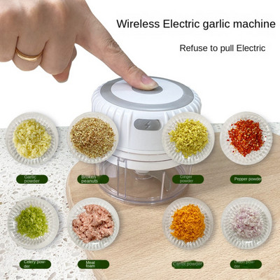 Mini tocător de usturoi electric de 100/250 ml, cu încărcare USB, mașină de zdrobire de ghimbir, robustă, durabilă, tocator de legume, instrument de bucătărie