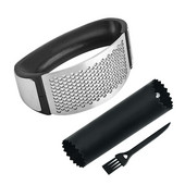 Presă de usturoi din oțel inoxidabil Tocator manual de usturoi Fructe Legume Instrumente Tocator curbat cu perie de curățare pentru curățarea tubului de silicon