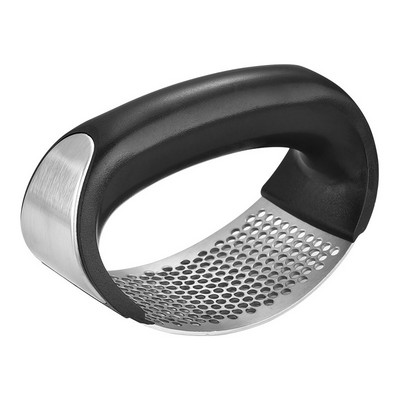 Presă de usturoi din oțel inoxidabil Tocator manual de usturoi Fructe Legume Instrumente Tocator curbat cu perie de curățare pentru curățarea tubului de silicon