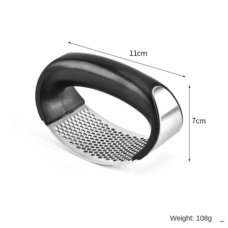 Presă de usturoi din oțel inoxidabil Tocator manual de usturoi Fructe Legume Instrumente Tocator curbat cu perie de curățare pentru curățarea tubului de silicon
