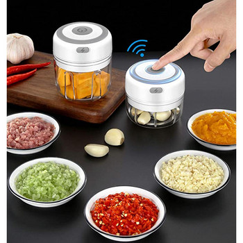 100/250ml Πρέσα πολτοποίησης σκόρδου Μηχανή κρέατος λαχανικών τσίλι Μύλος θρυμματιστής φαγητού Κουφωτής Εργαλεία κουζίνας USB ασύρματος ηλεκτρικός κιμάς