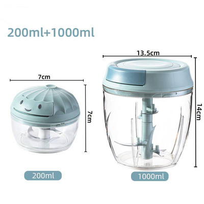 200/500/1000 ml Gnječilica za češnjak Višenamjenski mlin za mljevenje mesa Triturator Izdržljiva gnječilica za čili i đumbir Rezač povrća Kuhinjski alat