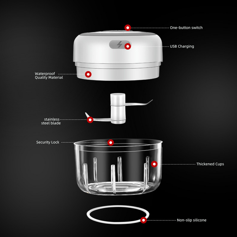 Elektromos fokhagymadaráló Mini fokhagymanyomó Konyhai aprítók Hordozható húsdaráló Fűszerezés és fűszerezés fokhagymás zöldségsalátához