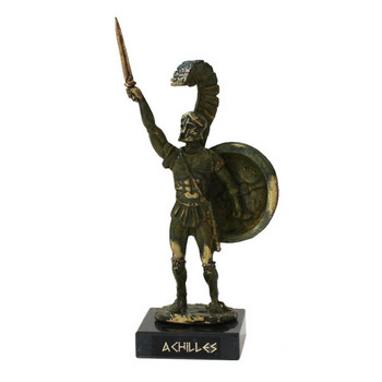 Статуетка Ahelos, Ахил, Метална, Зелена оксидация, 16 см