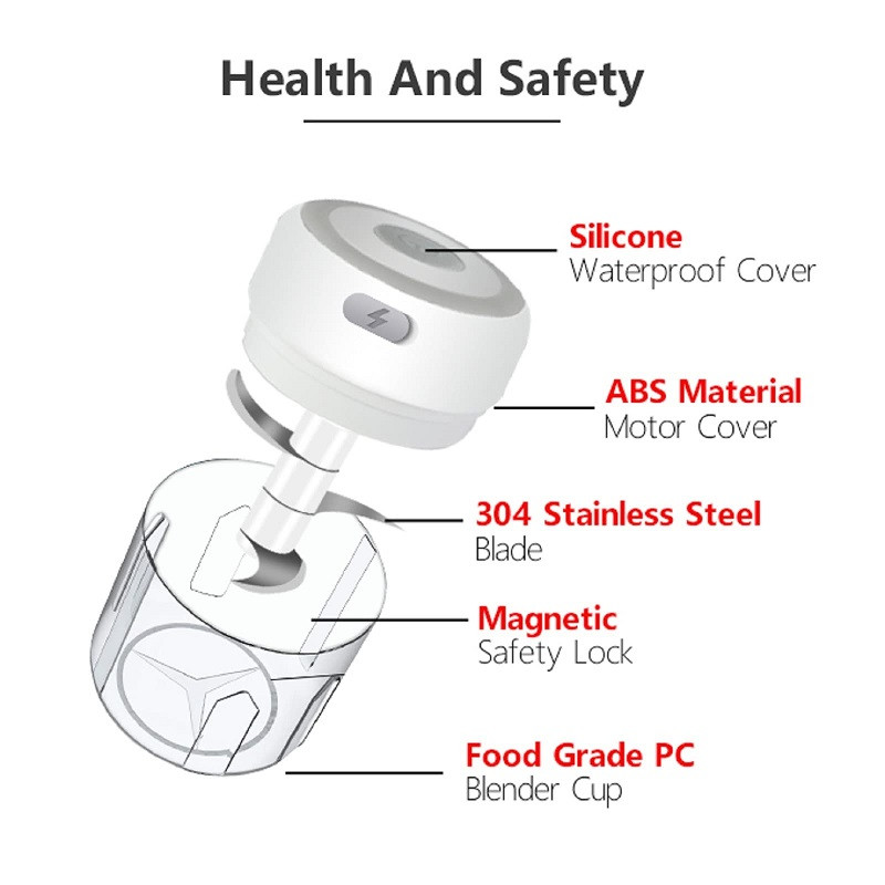 Električna gnječilica za češnjak USB punjenje Čvrsti izdržljivi mini mlin Sjeckalica Zdrobljeni đumbir Samljeven svježi čili