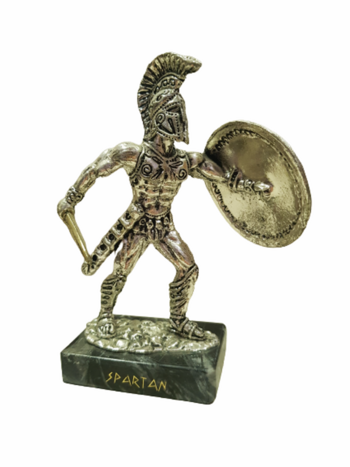 Статуетка Ahelos, Спартански войн, Метална, Сребрист, 12 см.