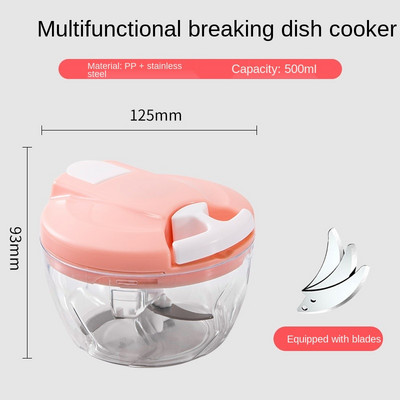 Mažas rankinis daržovių smulkintuvas 3/5 peiliukų rankinis maišytuvas mėsos svogūnų salotoms imbiero vaisiams česnakams smulkinti lengvas