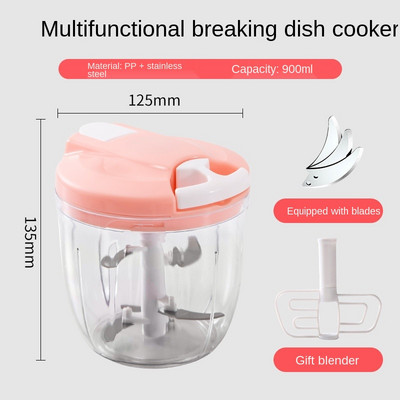 Mažas rankinis daržovių smulkintuvas 3/5 peiliukų rankinis maišytuvas mėsos svogūnų salotoms imbiero vaisiams česnakams smulkinti lengvas