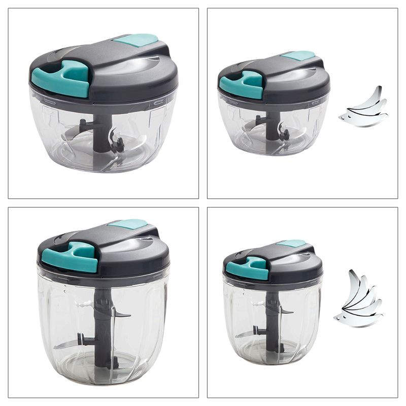 Mažas rankinis daržovių smulkintuvas 3/5 peiliukų rankinis maišytuvas mėsos svogūnų salotoms imbiero vaisiams česnakams smulkinti lengvas