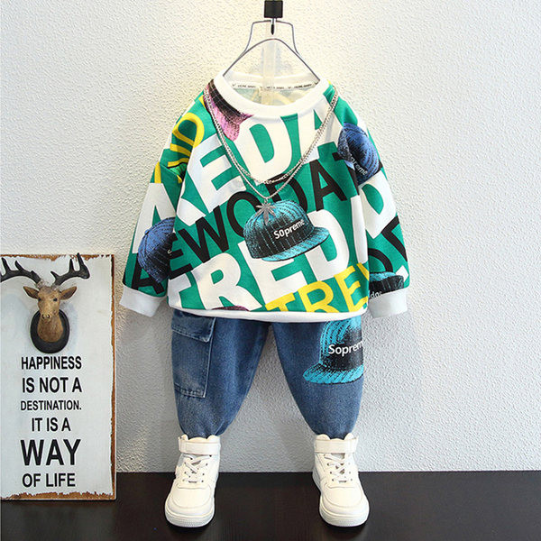 Dječji casual dvodijelni set s printom za dječake