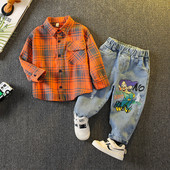 Set copii din doua piese pentru baieti format din blugi si camasa