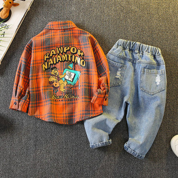 Детски комплект от две части за момче риза и и дънки