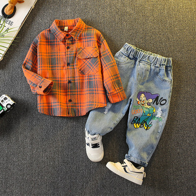 Set copii din doua piese pentru baieti format din blugi si camasa
