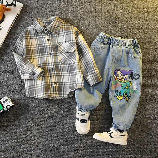Set copii din doua piese pentru baieti format din blugi si camasa