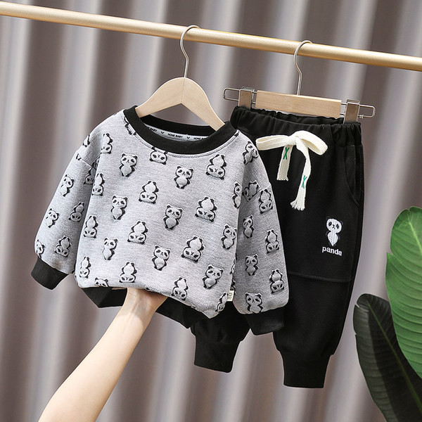 Gyermek mintás blúz és húzózsinóros nadrág szett fiúknak