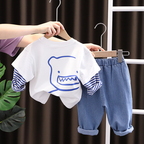 Set bluză și bluză cu imprimeu formal pentru băieți