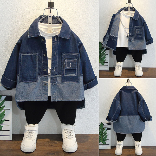 Vaikiški džinsiniai marškinėliai su kišene