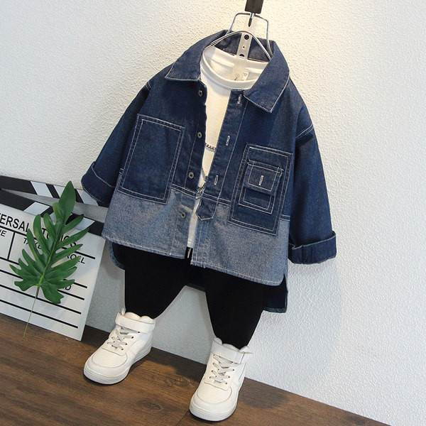 Vaikiški džinsiniai marškinėliai su kišene