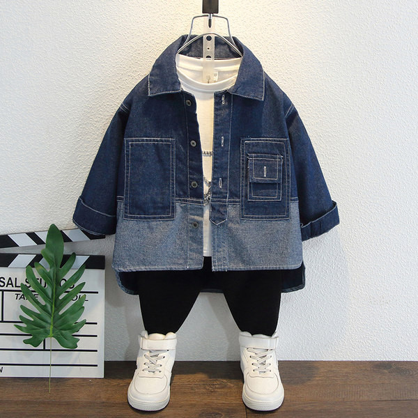 Vaikiški džinsiniai marškinėliai su kišene