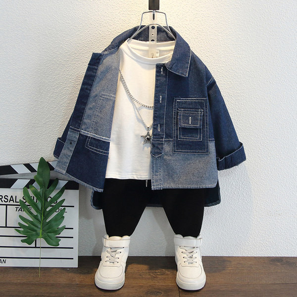 Vaikiški džinsiniai marškinėliai su kišene