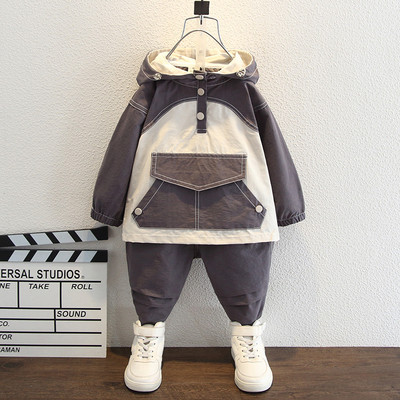 Hanorac casual pentru baieti din doua piese cu buzunar