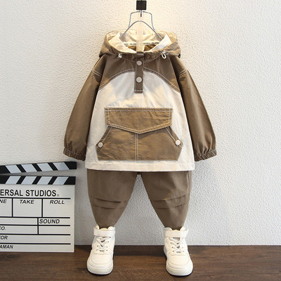 Hanorac casual pentru baieti din doua piese cu buzunar