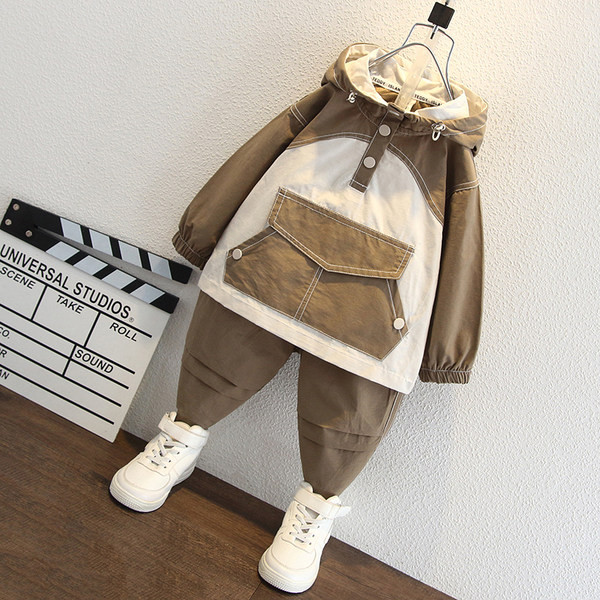 Hanorac casual pentru baieti din doua piese cu buzunar