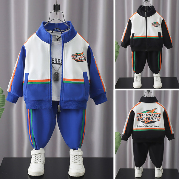 Dviejų dalių sportinis vaikiškas rinkinys su spauda ir užtrauktuku berniukams