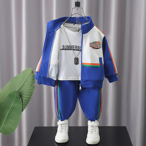 Dviejų dalių sportinis vaikiškas rinkinys su spauda ir užtrauktuku berniukams