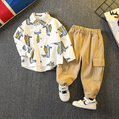 Svečana majica s džepnim printom za dječake i dječji svečani komplet na kopčanje