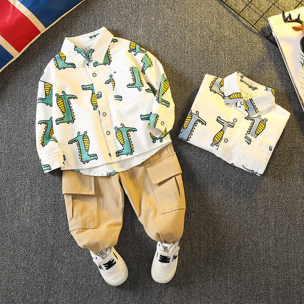 Svečana majica s džepnim printom za dječake i dječji svečani komplet na kopčanje