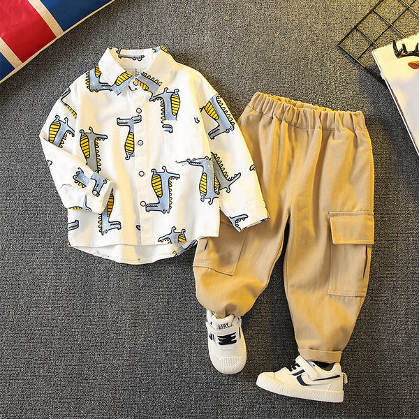 Svečana majica s džepnim printom za dječake i dječji svečani komplet na kopčanje