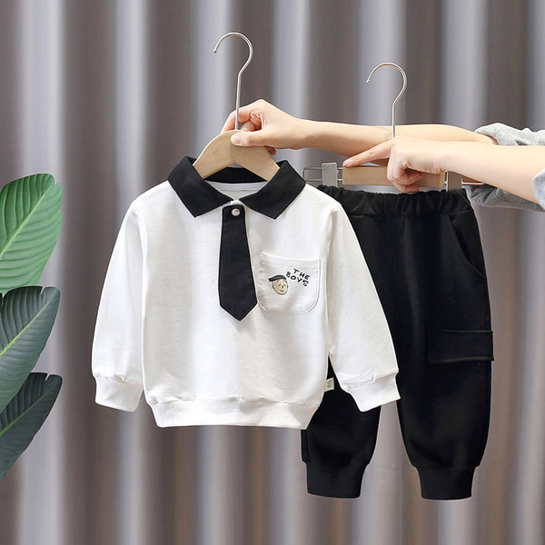 Dječački ležerni set bluza s ovratnikom s džepnim uzorkom