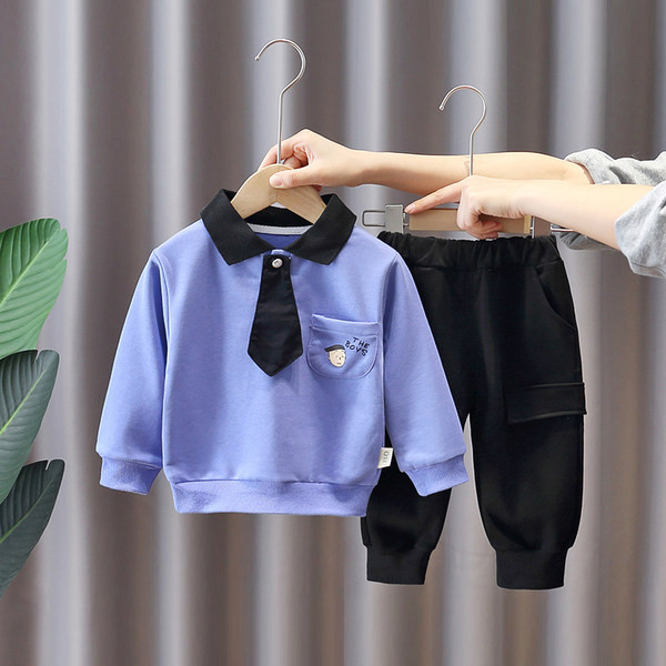 Dječački ležerni set bluza s ovratnikom s džepnim uzorkom