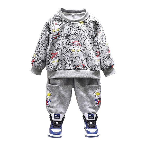 Vaikiškas dviejų dalių margintos palaidinės ir kelnių komplektas su kišenėmis berniukams