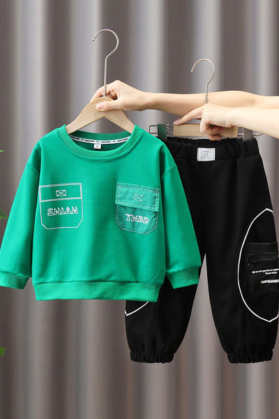 Vaikiškas dviejų dalių komplektas - palaidinė su kišene ir kelnėmis