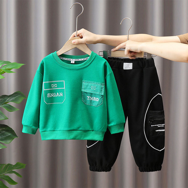 Vaikiškas dviejų dalių komplektas - palaidinė su kišene ir kelnėmis