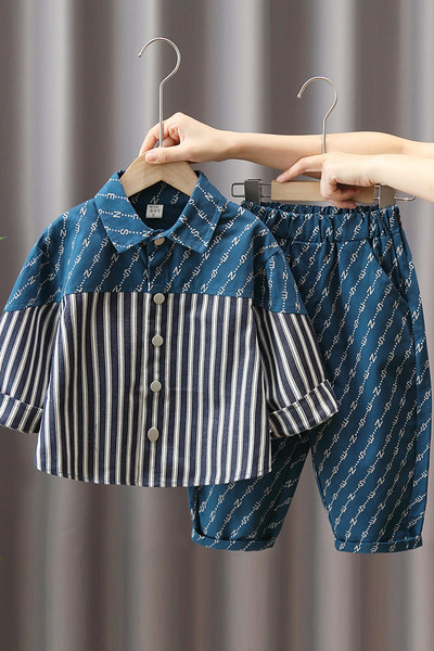 Stilingas spausdinimo kelnių ir marškinių rinkinys berniukams