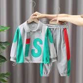 Set copii model nou din doua piese cu imprimeu si guler