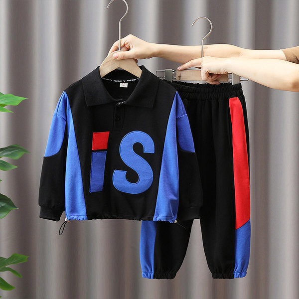 Set copii model nou din doua piese cu imprimeu si guler