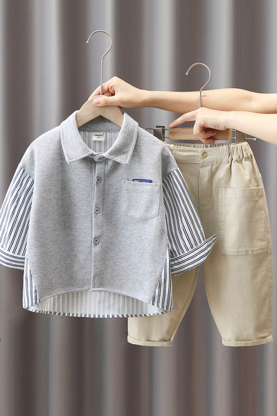 Vaikiškas komplektas berniukams - kelnės su kišene ir marškiniai