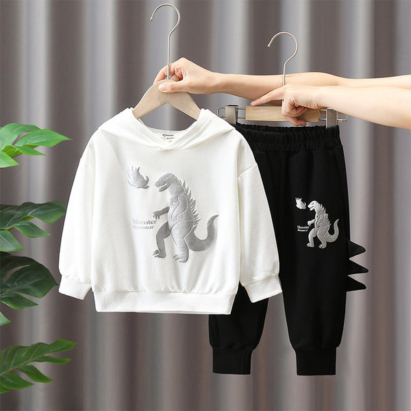 Dječji dvodijelni set s printom i kapuljačom za dječake