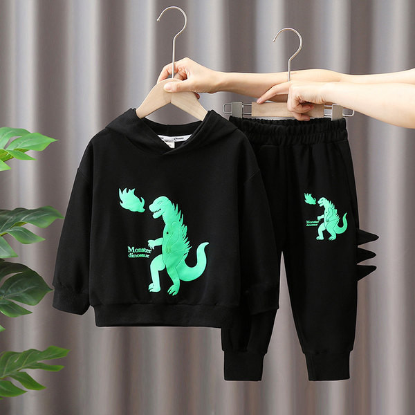 Dječji dvodijelni set s printom i kapuljačom za dječake